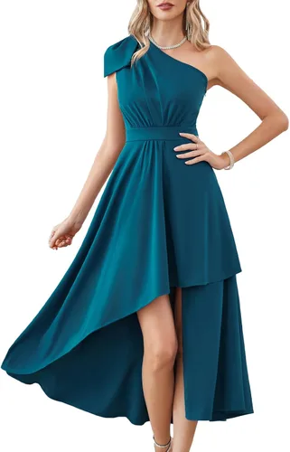 GRACE KARIN Vestido largo formal de un hombro para mujer, sin mangas, alto y bajo, elegante, para cóctel, boda, invitada