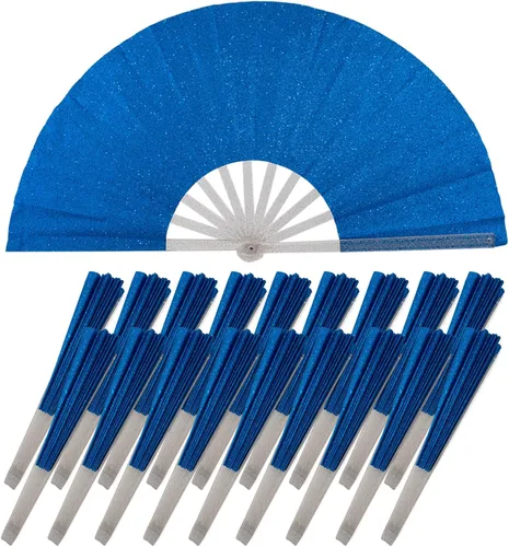 Miniatura 9 de 10 ventiladores plegables grandes de mano para hombres y mujeres, abanicos decorativos plegables, accesorios rave, utilizado para bailes, fiestas