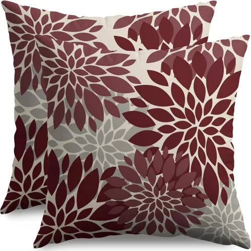Miniatura 48 de Fundas de Almohada Azul Aguamarina 16X16 Pulgadas Juego de 2, Flores de Dalia Primavera Verano Floral Crema Fundas de Almohada Decorativas