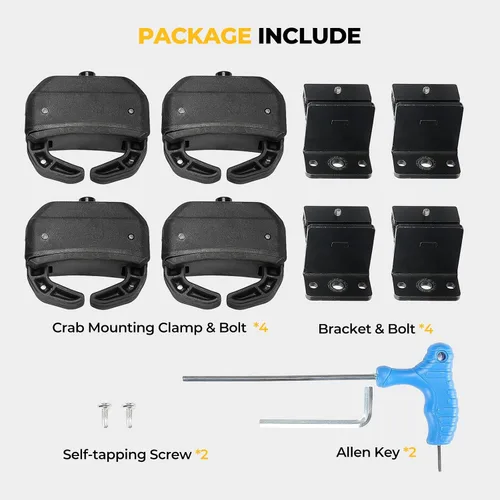 Miniatura 9 de Kit de montaje en cangrejo para panel solar BougeRV para autos con barras transversales, abrazaderas de techo para portaequipajes se ajusta a