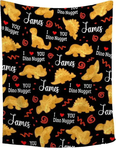 Miniatura 9 de Manta de Nuggets de Pollo - Manta de Franela Ultra Suave de Nuggets de Dinosaurio para Niños - Divertida Manta de Comida Decoración del Hogar