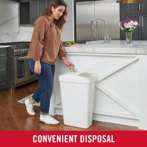 Miniatura 3 de Rubbermaid Swing Top - Contenedor de basura para el hogar y la cocina, bote de basura delgado, moderno y de fácil acceso, con tapa, capacidad