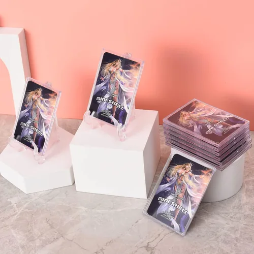Miniatura 8 de Fundas para tarjetas coleccionables, 20 unidades, protectores de tarjetas de acrílico duro, ladrillo transparente + 5 soportes de exhibición