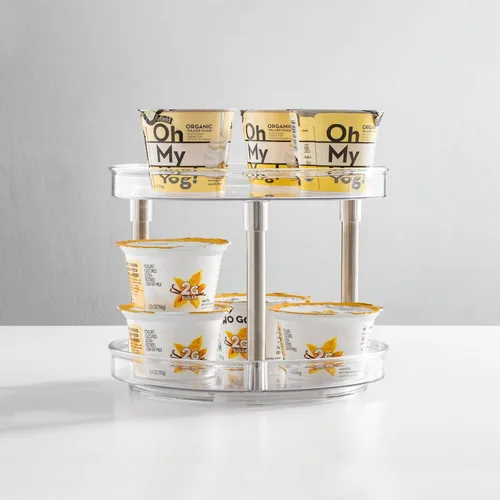 Miniatura 7 de mDesign - Plato giratorio de 2 niveles para almacenamiento de alimentos, 9.0 in, redondo