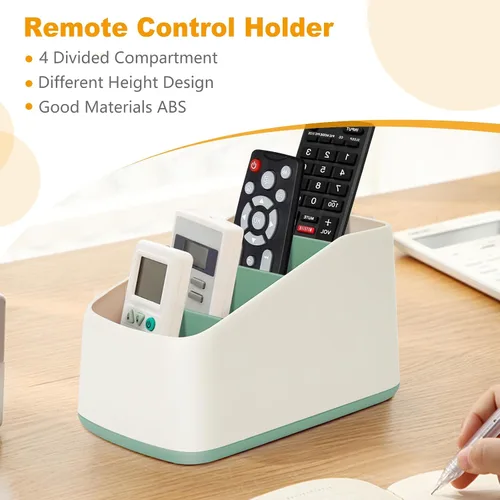 Miniatura 4 de Caja organizadora de soporte para control remoto de TV con 4 compartimentos, bandeja para escritorio, organizador de almacenamiento de escritorio