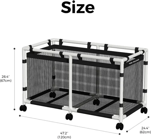 Miniatura 6 de Contenedor de almacenamiento para piscina, 90 galones, soporte para fideos, juguetes, flotadores, toallas, organizador de malla para equipos