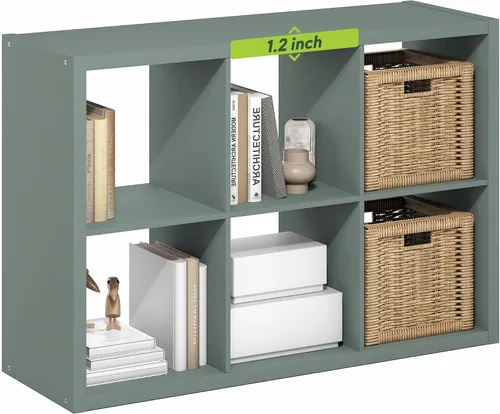 Miniatura 48 de Furinno Organizador de Almacenamiento en Cubos Decorativos con Respaldo Abierto, 4 Cubos, Gris Claro