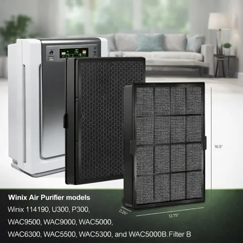 Miniatura 2 de Nispira Filtro de repuesto True HEPA B compatible con purificadores de aire Winix 9500, U300, P300, sustituye a la parte 114190, tamaño 16.5 x 12.75