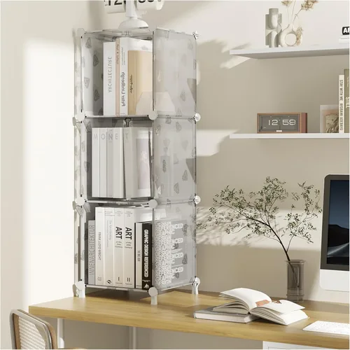 Miniatura 6 de UNKU Organizador de almacenamiento de cubos, 3 cubos organizadores de armario, estantes de almacenamiento, estantería apilable para bricolaje
