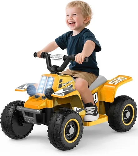 Miniatura 8 de ANPABO Juguete ATV de 6 V 7AH para niños, 4 ruedas para niños pequeños con faro, adelante y atrás, bocina, reproductor de música, USB, MP3, Rosa