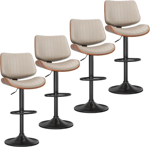 Miniatura 23 de YaFiti Adjustable Bar Stools, Modern Swivel PU Leather Counter Height Chairs with Backrest, Armless Kitchen Island Stools, Black 1 PCS