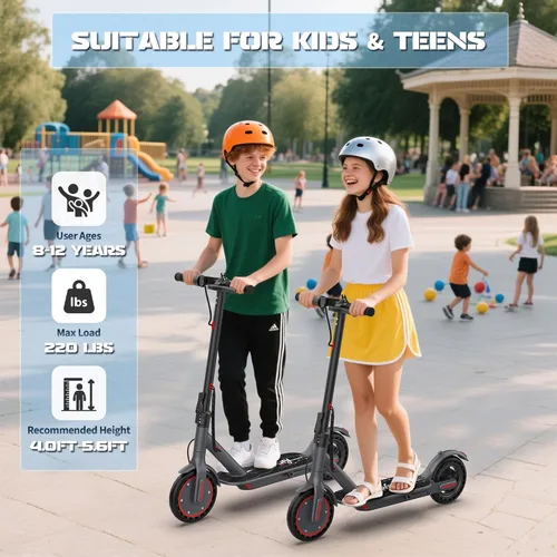 Miniatura 4 de Werhy Kids Electric Scooter, 350W Motor, 19 Mph Speed & 15 Miles Range, 8.5" Solid Tires, Lightweight Foldable Scooter with Dual Braking System, Max
