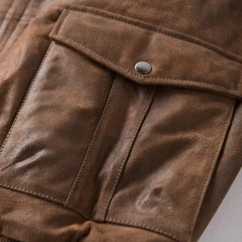 Miniatura 5 de FLAVOR Chaqueta de piloto bombardero de cuero para hombres Fuerza Aérea aviador