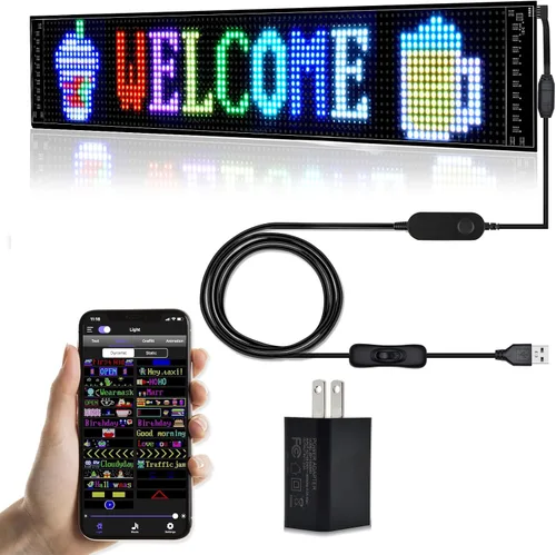 Miniatura 7 de Letreros LED para Coche, Control Programable por Aplicación Bluetooth, Editor de Texto DIY, Patrones, Animaciones para Coche, Sala