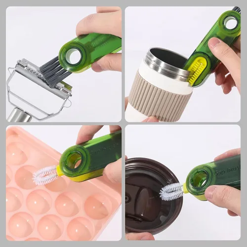 Miniatura 5 de Set de cepillos de limpieza de 3 en 1 para tapas de tazas, herramientas de limpieza multifuncionales para botellas aisladas, limpiador de portavasos