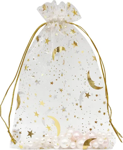 Miniatura 11 de Jexila 100 bolsas de regalo de organza dorada de 4 x 6 pulgadas, pequeñas bolsas de joyería con cordón de malla, bolsa de regalo para bodas, Dorado