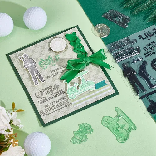 Miniatura 4 de PH PandaHall Sellos transparentes de golf, tema deportivo, sello de goma transparente, pelotas de golf, trofeo, sellos de papel transparente