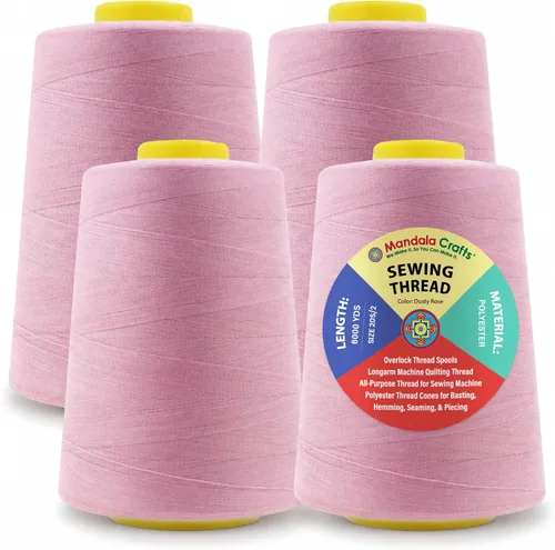 Miniatura 116 de Mandala Crafts 4 Pack of Serger Threads Cones Spools - 20S/2 24000 Yards Polyester Baby Blue Threads for Sergers Machine and Overlock Quilting