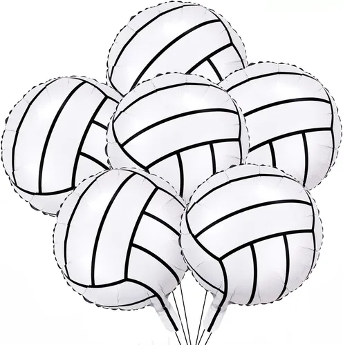 Suministros para fiesta de cumpleaños de voleibol, 6 globos de aluminio de 18 pulgadas para decoraciones de fiestas temáticas de voleibol deportivo