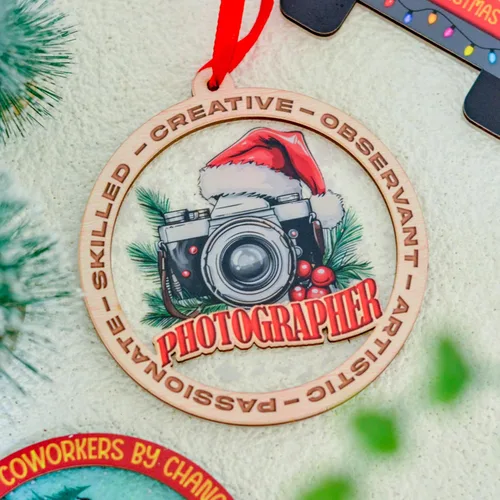 Miniatura 7 de Adorno de Navidad para fotógrafo, adorno de fotógrafo para árbol de Navidad, regalo de Navidad para amantes de la cámara, recuerdo para entusiastas