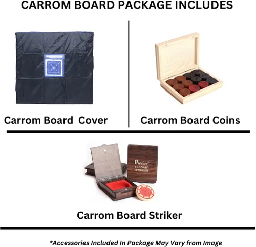 Miniatura 3 de KNK Carrom Board Champion Bulldog Jumbo Carrom Tablero de juego familiar para interiores aprobado por la Federación Internacional Carrom resistente