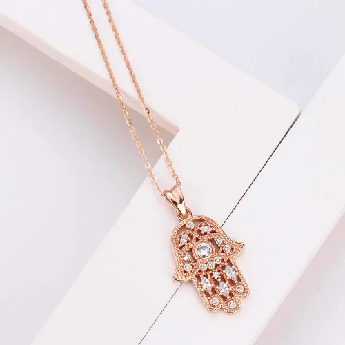 Miniatura 17 de Aniu Joyería de plata de ley 925 Hamsa de Fátima para mujer con circonita cúbica, viene con caja de regalo negra