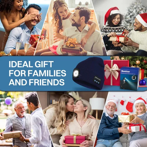Miniatura 7 de Bosttor Gorro Bluetooth con luz, gorro para faros delanteros con auriculares y micrófono de altavoz integrado, regalos para hombres, mujeres