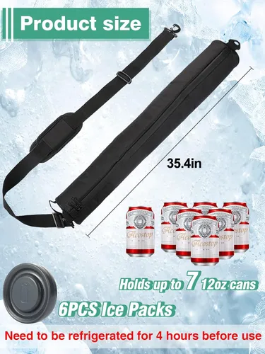Miniatura 5 de Golf Cooler Beer Sleeve with 6 Ice Pucks - Keep 7 Cans Beer Cold in Your Golfs Bag, Ideal Gifts for Men Golf Bag Accessories