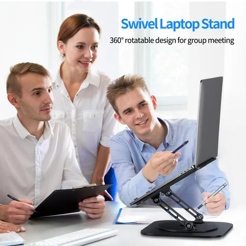 Miniatura 7 de AOEVI Soporte ajustable para laptop con base giratoria de 360°, soporte para computadora portátil ergonómico plegable elevador para computadora