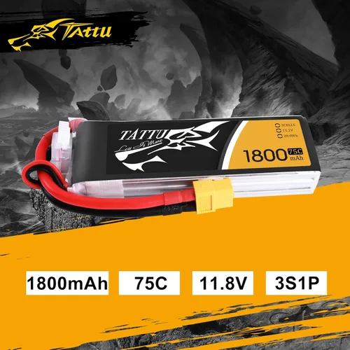 Miniatura 3 de Tattu LiPo Batería 1800mAh 75C 3S 11.1V con enchufe XT60 para helicóptero RC avión drones FPV