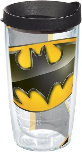 DC Comics Batman Logo Vaso de 16 onzas con tapa