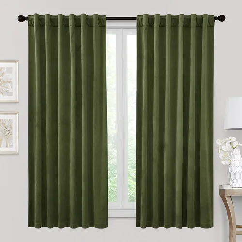 Miniatura 71 de RYB HOME - Cortinas de terciopelo beige, cortinas decorativas resistentes con pestaña trasera, cubierta de privacidad para oscurecer habitación