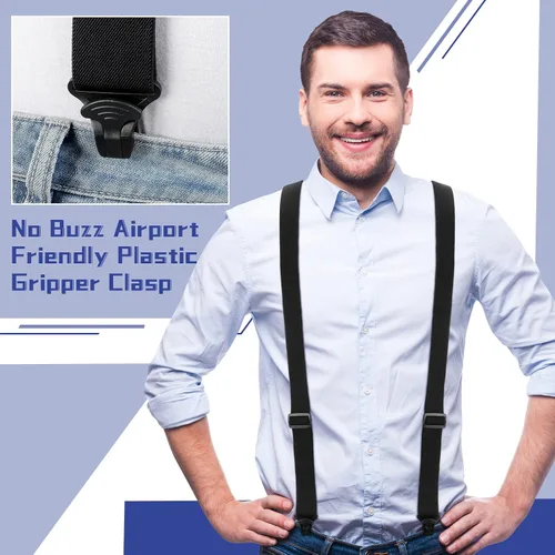 Miniatura 4 de Janmercy 2 piezas de tirantes para debajo de la ropa para hombres, tirantes de aeropuerto, clips de plástico, para senderismo, tirantes ocultos
