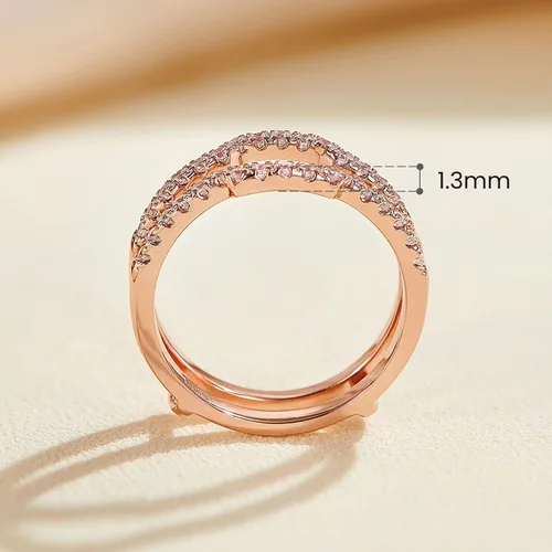 Miniatura 3 de Blongme Anillo de boda curvado de circonita cúbica para mujer, anillo de protección, anillo de compromiso, plata de ley 925, oro rosa, oro amarillo