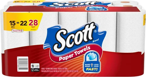 Miniatura 10 de Scott Toallas de papel, elige una hoja: 6 megarrollos = 11 rollos regulares (102 hojas por rollo)