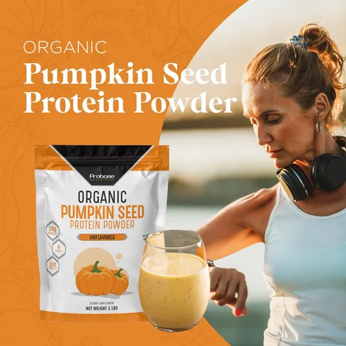 Miniatura 5 de Probase Nutrition, Polvo de proteína de semillas de calabaza, polvo de proteína de calabaza sin azúcar, ideal para apoyo posterior a la actividad