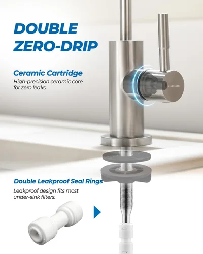 Miniatura 4 de WEWE Grifo de agua potable, grifo de filtro de agua de cocina sin plomo para ósmosis inversa o sistema de filtración de agua, grifo RO, níquel