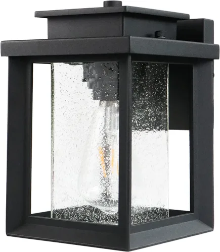 Miniatura 3 de MONKFISH Lámpara de pared moderna para exteriores, impermeable, color negro, con pantalla de cristal de burbujas, resistente a la intemperie