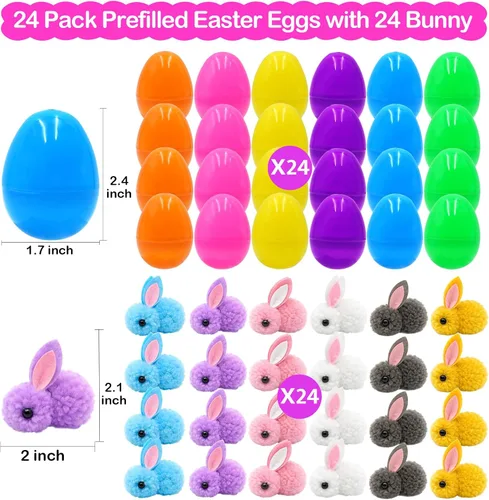 Miniatura 2 de Paquete de 24 juguetes de peluche rellenos de huevos de Pascua, coloridos rellenos de huevos de Pascua a granel para niños, adolescentes, niños