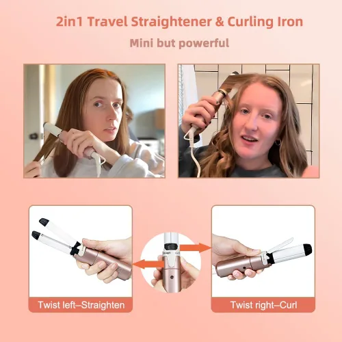 Miniatura 4 de VAV Mini plancha plana 2 en 1 de 1 pulgada, alisador y rizador de pelo pequeño de cerámica, rizador para cabello corto, rizador de flequillo, varita