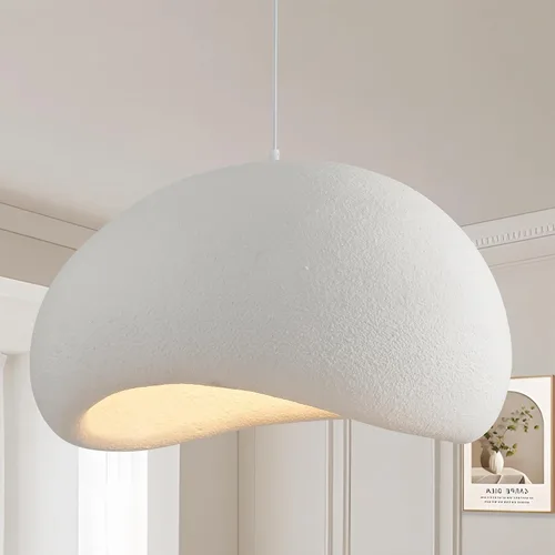 Miniatura 11 de Lámpara colgante Wabi Sabi de 11.8 pulgadas, luminaria de techo japonesa moderna para comedor, isla de cocina, pasillo, lámpara colgante gris