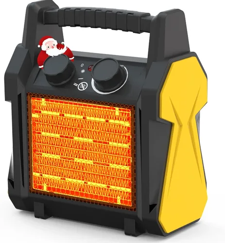 Buyplus Calentador para Exteriores, Calentador de Patio de 1500W para Garaje, Calentadores Eléctricos Portátiles de Espacio con Protección contra