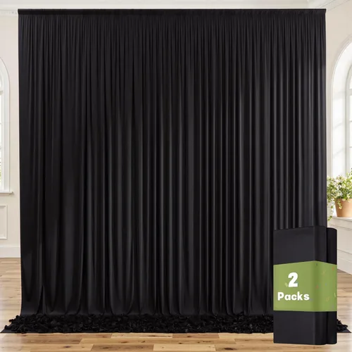 Miniatura 4 de Cortinas de fondo negras negras sin arrugas para fiestas, cortinas de tela gruesa para telón de fondo de fotos para cumpleaños, bodas, baby shower