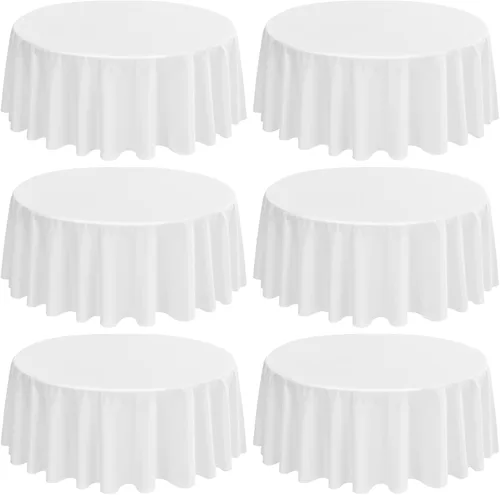 Miniatura 237 de Paquete de 10 manteles de poliéster de 60 x 102 pulgadas, manteles de poliéster beige para mesas rectangulares de 6 pies, resistentes a las manchas