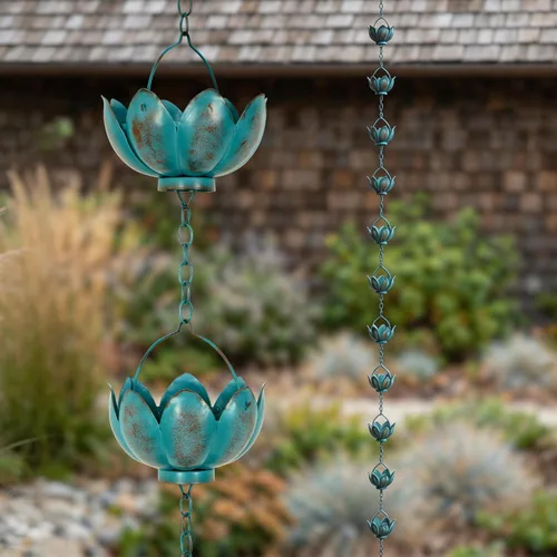 Miniatura 12 de Cadena de lluvia decorativa de 6 pies, cadena de metal para exteriores, 72 pulgadas, para aleros de casa, jardín y hogar, cadenas de lluvia