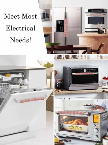 Miniatura 5 de Juego de 2 fundas para manijas de puerta de refrigerador con copos de nieve rosados, para lavavajillas, microondas, horno, nevera, estufa