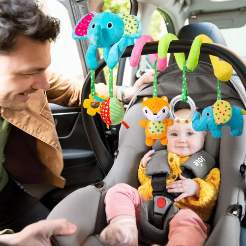 Miniatura 6 de willway Juguetes para asiento de automóvil, juguetes colgantes de felpa en espiral para asiento de automóvil, cochecito y cuna, móvil con sonajeros
