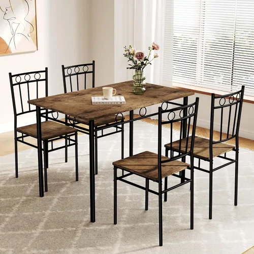 Miniatura 13 de Juego de mesa de comedor para 4, mesa de cocina y sillas de 5 piezas, juego de mesa de comedor rectangular con 4 sillas, juego de mesa de cocina que