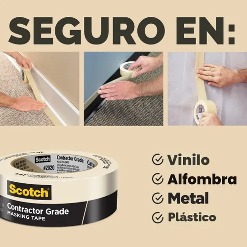 Miniatura 2 de Scotch Cinta de Enmascarar Grado Contratista, 1 Pulgada de Ancho (0.94 pulg. x 60.1 Yardas) 6 Rollos, Remoción Limpia Interior de 3 Días, Se Remueve