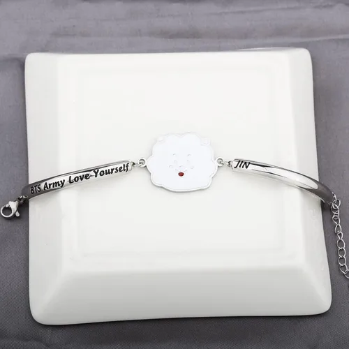 Miniatura 3 de MTYCTWED Love Yourself Pulsera Kpop Star Charm Pulsera de doble bucle regalo inspirador para amantes de la música, regalo de joyería para niñas